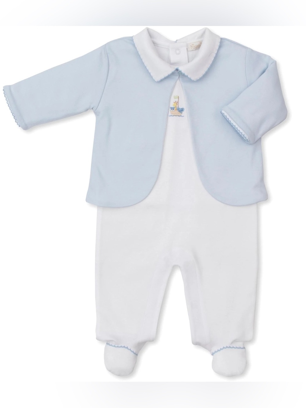 Kissy Kissy Premier Noah's Ark Footie W/ Jacket Set- White/Lt Blue